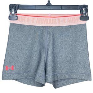 Under Armour Small S HeatGear Gray Peach Shine‎ Compression Shorty Shorts 3" Ins